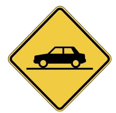 Cross-traffic warning sign
